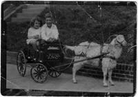 Joe Jr. and Marguerite in a goat cart